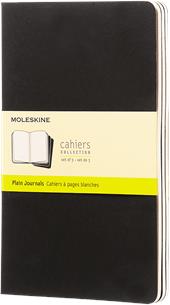 Quaderno Cahier Journal Moleskine large a pagine bianche nero. Black. Set da 3