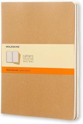 Quaderno Cahier Journal Moleskine XL a righe beige. Kraft Brown. Set da 3