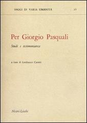 Per Giorgio Pasquali