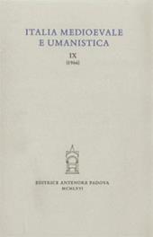 Italia medioevale e umanistica. Vol. 9