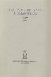 Italia medioevale e umanistica. Vol. 25