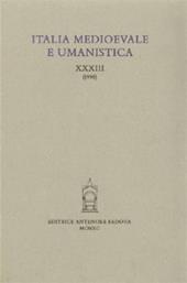 Italia medioevale e umanistica. Vol. 33
