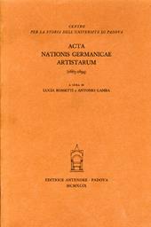 Acta nationis Germanicae artistarum (1663-1694)