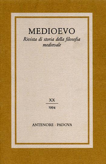 Medioevo. Rivista di storia della filosofia medievale. Vol. 20  - Libro Antenore 2000, Medioevo | Libraccio.it