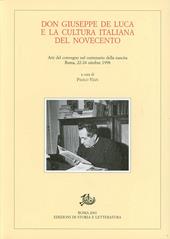 Don Giuseppe De Luca e la cultura italiana del Novecento