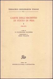 Carte dell'Archivio di Stato di Pisa. Vol. 1: 780-1070