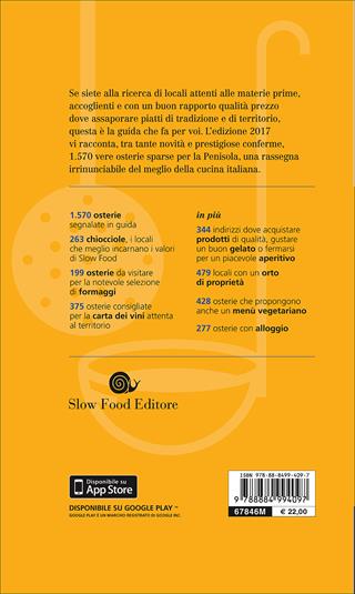 Osterie d'Italia 2017. Sussidiario del mangiarbere all'italiana  - Libro Slow Food 2016, Guide | Libraccio.it