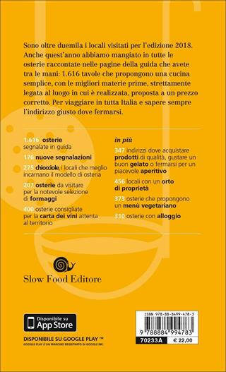 Osterie d'Italia 2018. Sussidiario del mangiarbere all'italiana  - Libro Slow Food 2017, Guide | Libraccio.it