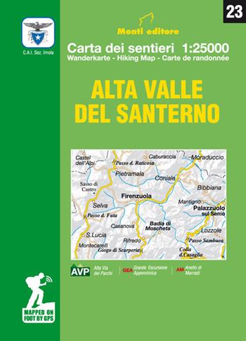 Alta valle del Santerno. Comune di Firenzuola. Carta dei sentieri 1:25.000. Ediz. italiana, inglese, francese e tedesca - Raffaele Monti - Libro Monti Raffaele 2018 | Libraccio.it