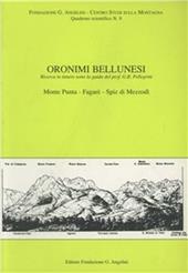 Oronimi bellunesi. Quaderno scientifico. Vol. 9: Ricerca di itinere sotto la guida prof.G.B.Pellegrini. Monte Punta, Fagarè, Spiz di Mezzodì.