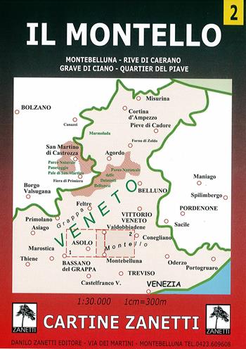 Il Montello. Montebelluna, Rive di Caerano, Grave di Ciano, Quartier del Piave 1:30.000  - Libro Danilo Zanetti Editore 2000, Cartine dei sentieri | Libraccio.it