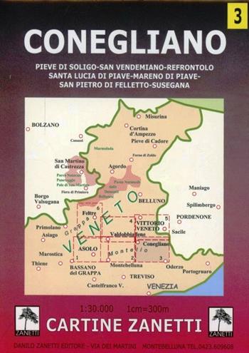 Conegliano, S. Lucia di Piave, S. Polo di Piave, Codognè 1:30.000  - Libro Danilo Zanetti Editore 2004, Cartine dei sentieri | Libraccio.it