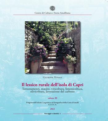 Il lessico rurale della Costiera Amalfitana. Terrazzamenti, macère, viticoltura, limonicoltura, olivicoltura, lavorazione del carbone. Vol. 3 - Giuseppe Vitolo - Libro Centro di Cultura e Storia Amalfitana 2022, Paesaggio e identità | Libraccio.it