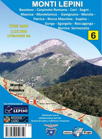 Monti Lepini. Carta escursionistica 1:25.000  - Libro Il Lupo 2019 | Libraccio.it