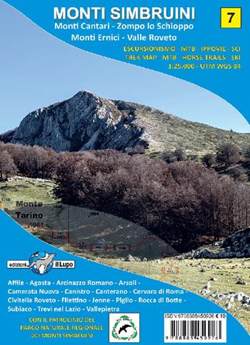 Carta Monti Simbruini. Monti Cantari - Zompo lo Schioppo - Monti Ernici - Valle Roveto 1:25000  - Libro Il Lupo 2023, Carte escursionistiche | Libraccio.it