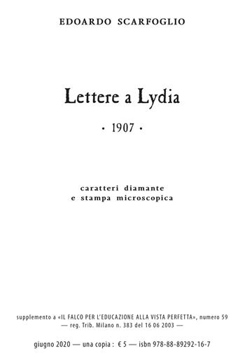 Lettere a Lydia. Ediz. speciale - Edoardo Scarfoglio - Libro Consulenze Gioviali.it 2021 | Libraccio.it