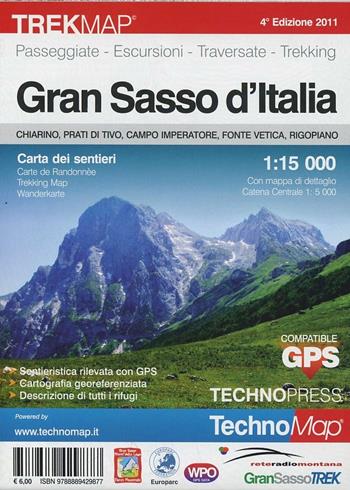 Gran Sasso d'Italia. Carta dei sentieri 1:15.000  - Libro Technopress 2011, Cartografia | Libraccio.it