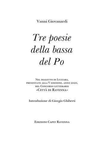 Tre poesie della Bassa del Po - Vanni Giovanardi - Libro Cooperativa Capit 2021 | Libraccio.it