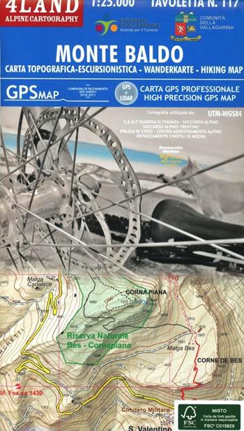 Monte Baldo - Remo Nardini, Enrico Casolari - Libro 4Land 2006, GPS map | Libraccio.it