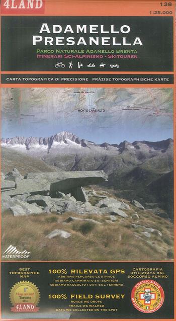 Adamello. Presanella. Parco Naturale Adamello Brenta. Itinerari sci alpinismo-skitouren 1:25.000. Ediz. italiana, inglese e tedesca - Remo Nardini, Enrico Casolari - Libro 4Land 2017 | Libraccio.it