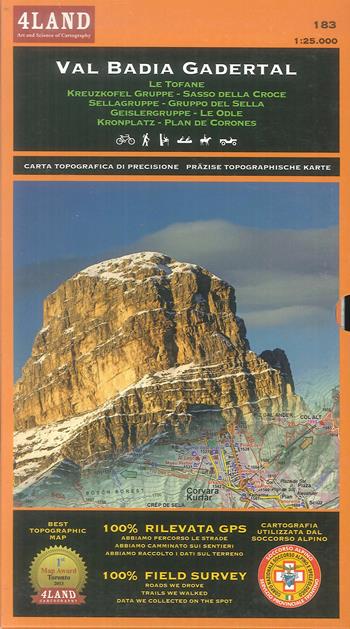 Val Badia. Le Tofane. Sasso della Croce. Gruppo del Sella. Le Odle. Plan de Corones 1:25.000. Ediz. italiana, inglese e tedesca - Remo Nardini, Enrico Casolari - Libro 4Land 2017 | Libraccio.it