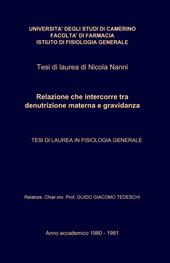 Relazione che intercorre tra denutrizione materna e gravidanza