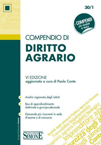 Compendio di diritto agrario  - Libro Edizioni Giuridiche Simone 2016, Compendi | Libraccio.it
