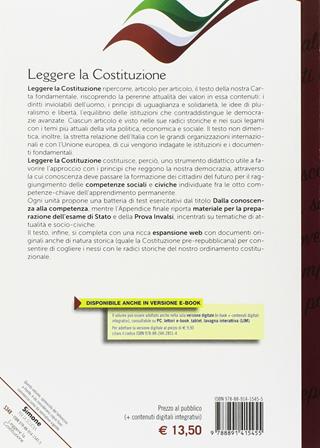 Leggere la Costituzione. Competenze sociali e civiche attraverso lo studio articolo per articolo della nostra carta costituzionale. Per le Scuole superiori.  - Libro Simone per la Scuola 2018 | Libraccio.it