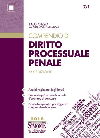 Compendio di diritto processuale penale - Fausto Izzo - Libro Edizioni Giuridiche Simone 2018, Compendi | Libraccio.it