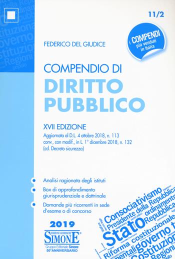 Compendio di diritto pubblico - Federico Del Giudice - Libro Edizioni Giuridiche Simone 2018, Compendi | Libraccio.it