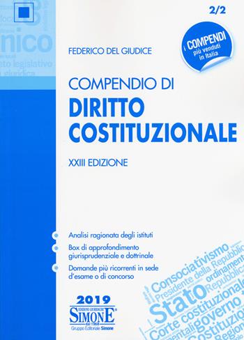Compendio di diritto costituzionale - Federico Del Giudice - Libro Edizioni Giuridiche Simone 2019, Compendi | Libraccio.it
