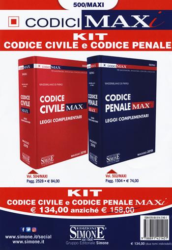 Kit Codice civile e Codice penale - Massimiliano Di Pirro - Libro Edizioni Giuridiche Simone 2019, I Maxi | Libraccio.it