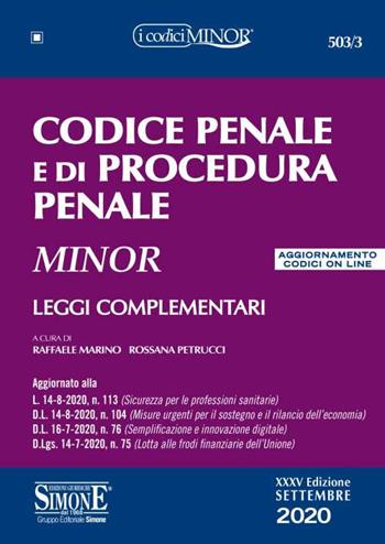 Codice penale e di procedura penale. Leggi complementari  - Libro Edizioni Giuridiche Simone 2020, I Codici Simone minor | Libraccio.it