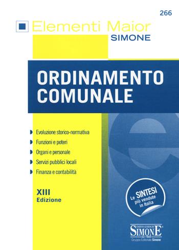 Ordinamento comunale  - Libro Edizioni Giuridiche Simone 2020, Elementi maior | Libraccio.it