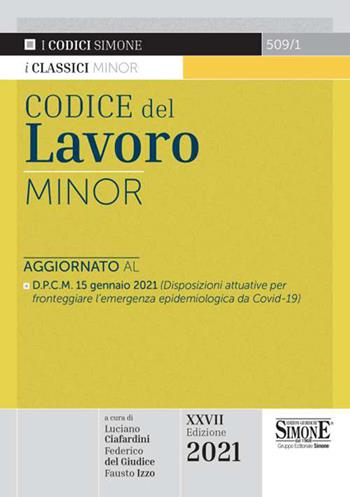 Codice del lavoro. Ediz. minore  - Libro Edizioni Giuridiche Simone 2021 | Libraccio.it
