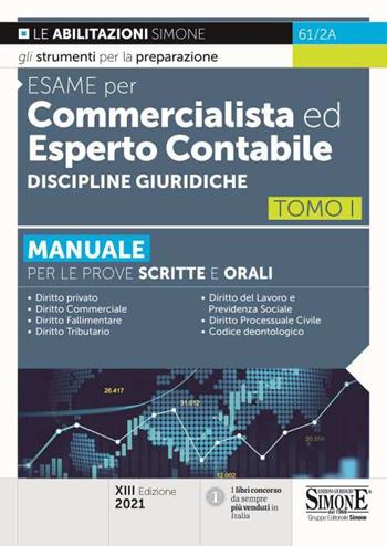 Esame per commercialista ed esperto contabile. Manuale per le prove scritte e orali. Vol. 1: Discipline giuridiche.  - Libro Edizioni Giuridiche Simone 2021, Concorsi e abilitazioni | Libraccio.it