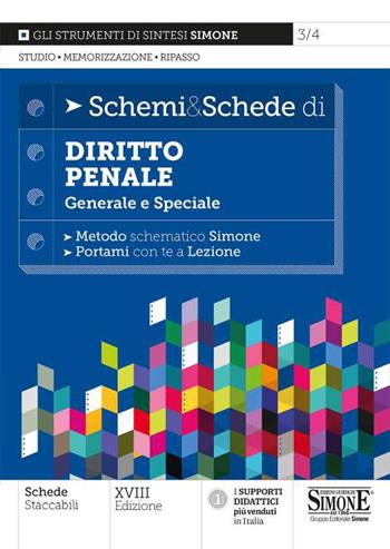 Schemi & schede di diritto penale. Generale e speciale  - Libro Edizioni Giuridiche Simone 2021, Schemi & Schede | Libraccio.it
