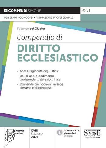 Compendio di diritto ecclesiastico - Federico Del Giudice, Federico Mariani - Libro Edizioni Giuridiche Simone 2021, Compendi | Libraccio.it