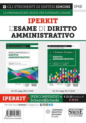 Iperkit esame di diritto amministrativo: Ipercompendio diritto amministrativo-Schemi & schede di diritto amministrativo  - Libro Edizioni Giuridiche Simone 2022, Ipercompendi | Libraccio.it