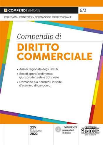 Compendio di diritto commerciale  - Libro Edizioni Giuridiche Simone 2022, Compendi | Libraccio.it