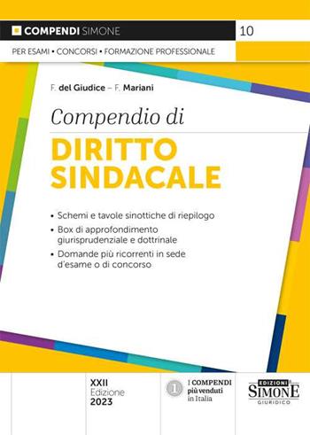 Compendio di diritto sindacale  - Libro Edizioni Giuridiche Simone 2023, Compendi | Libraccio.it