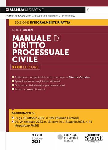 Manuale di diritto processuale civile  - Libro Edizioni Giuridiche Simone 2023, Manuali | Libraccio.it
