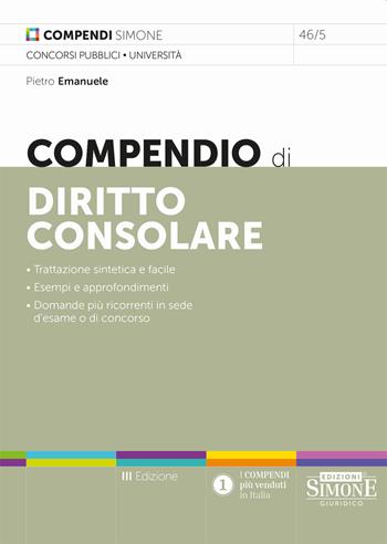 Compendio di diritto consolare - Pietro Emanuele - Libro Edizioni Giuridiche Simone 2023, Compendi | Libraccio.it