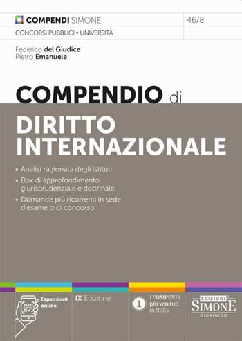 Compendio di diritto internazionale - Federico Del Giudice, Pietro Emanuele - Libro Edizioni Giuridiche Simone 2023, Compendi | Libraccio.it