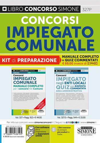Concorsi impiegato comunale. Kit di preparazione. Manuale completo+Quiz commentati. Con software di simulazione  - Libro Edizioni Giuridiche Simone 2024, Concorsi e abilitazioni | Libraccio.it