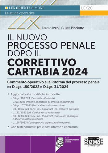 Il nuovo processo penale dopo il Correttivo Cartabia 2024. Con aggiornamento online - Fausto Izzo, Guido Picciotto - Libro Edizioni Giuridiche Simone 2024, Lex orienta | Libraccio.it
