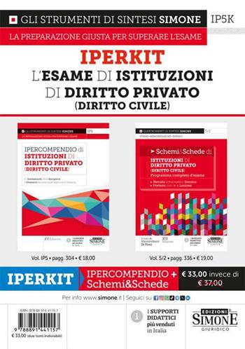 L'esame di istituzioni di diritto privato (diritto civile). Iperkit: Ipercompendio di istituzioni di diritto privato (diritto civile)-Schemi & schede di istituzioni di diritto privato (diritto civile)  - Libro Edizioni Giuridiche Simone 2024, Ipercompendi | Libraccio.it