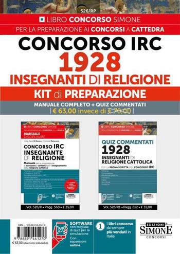 Concorso IRC 1928 Insegnanti di Religione. Kit di preparazione: Manuale completo + Quiz commentati.  - Libro Edizioni Giuridiche Simone 2024, Concorsi nella scuola | Libraccio.it