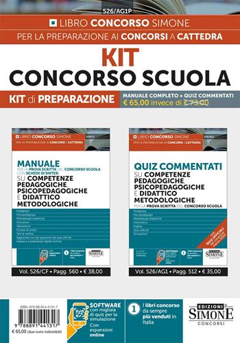 Kit Concorso Scuola. Manuale completo + quiz commentati. Con espansione online. Con software di simulazione  - Libro Edizioni Giuridiche Simone 2024, Concorsi nella scuola | Libraccio.it