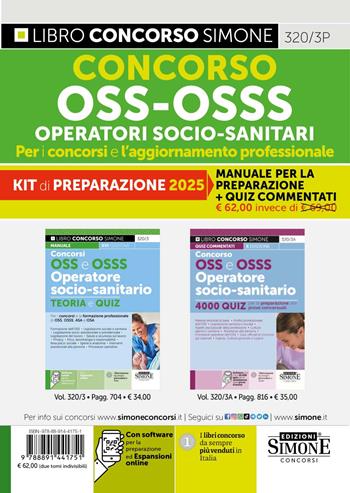 Kit concorso OSS - OSSS Operatori Socio-Sanitari. Per i concorsi e l'aggiornamento professionale. Manuale per la preparazione + Quiz Commentati. Con software di simulazione - Luigia Carboni, Antonella Locci, Anna Malatesta - Libro Edizioni Giuridiche Simone 2025, Concorsi e abilitazioni | Libraccio.it